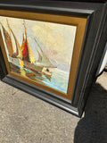 Large Framed Sailboat Painting Signed Ramey