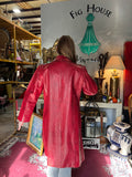Red Leather Trench Coat Style Jacket- R2R Size L