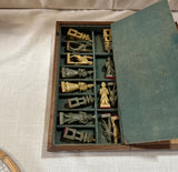 Foldable Wooden Chess Set With Marble Pieces *2 Chess Pieces Missing*