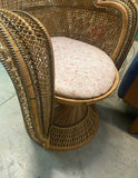 Petite Vintage Wicker Peacock Chair and Cushion