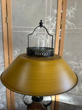 Vintage French Country Yellow Scrolling Table Lamp with Tole Lampshade