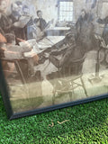 Framed Black and White Print of Musical Gathering