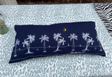 Charleston, Sc Navy Blue Pillow With Embroidered Palm Trees