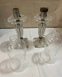 Pair of Glass Table Lamps With Glass Shades