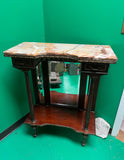 Marble and Beveled Glass Wooden Console Table