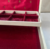 1970s Red Lined Jewelry Box With Compartments and Latch