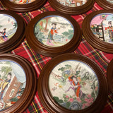 1970s Chinoiserie Hand-Painted Woman Design Framed Plates - Set of 12