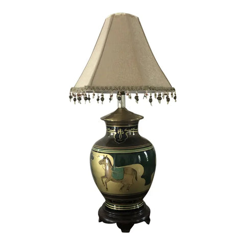 1970s Ming Horse Lamp With Brass Details