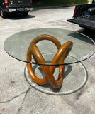 Wooden Knot Dining Table With Glass Top