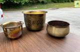 Trio of Vintage Small Brass and Silver Planters