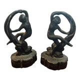 19th CenturyHeavy Bronze Dancing Bookends - a Pair