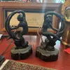 19th CenturyHeavy Bronze Dancing Bookends - a Pair