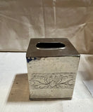 Vintage Etched Mirrored Silver Tissue Box Cover