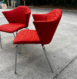 Pair of Red Abstract Coalesse Steelcase Accent Chairs