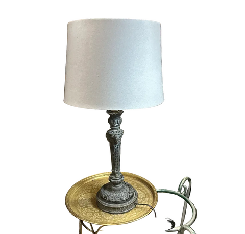 Modern Metal Lamp With Ram Head Details, Lampshade Included