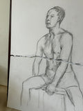 Vintage Ripped Expressionism Drawing of a Male Model