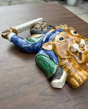 Small Ceramic Warrior and Tiger Decorative Piece