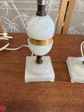 Vintage Pair of Marble Small Table Lamps