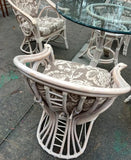 Palm Beach Collection Corset Back Looped Arms Ficks Reed Style Dining Set With Glass Top