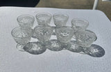 1970s Mid Century Modern Collection of Crystal Detailed Glasses- Set of 8
