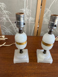 Vintage Pair of Marble Small Table Lamps