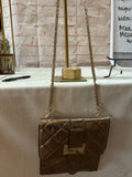 Gold Flat Mellow World Crossbody Purse With Buckle