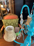 Bright Blue Multi-Light and Crystal Table Lamp