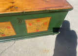 Late 19th Century Pennsylvania Dutch Forrest Green and Natural Wood Hope Chest