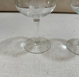 Pair of 1970s Champagne Glasses With Geometric Rose Designs