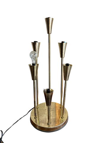 Mid-Century Modern Brass 6-Light Standing Table Lamp