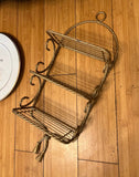 Twisted Metal Brass Mini Hanging Wall Shelf With Tassel Accents