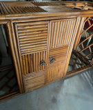 Vintage Bamboo Detailed Console Table With Storage