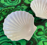 Pair of White Ceramic Seashell Plates