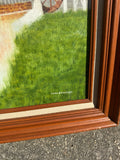 Watermill and Colorful Foliage Landscape Painting on Canvas, Signed by the Artist, Framed