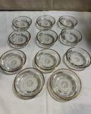 Collection of Gold Rimmed Glass Dishes With Etched Star Design- Set of 11