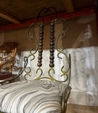 Iron Giacometti Style Metal Chair With Wooden Abacus Details