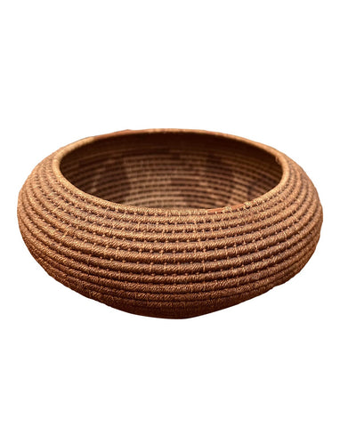 Amer-Indian Antique Coiled Basket With Leaf Design