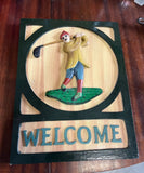 Vintage Wooden Golf Welcome Sign