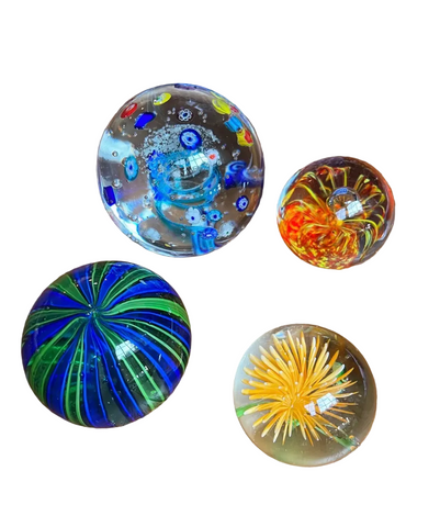 Collection of Colorful Vintage Glass Paperweights- Set of 4