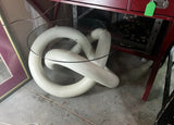 Vintage Wooden White Knot Side Table/Coffee Table With Glass Top