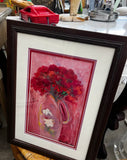 Vintage Red and Pink Floral Framed Print