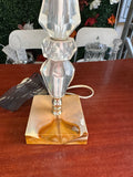 Small Vintage Lucite Diamond Table Lamp with Marble Base