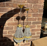 Pair of Gold and Crystal Pendant Lights