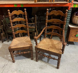 Pair of Large Sturdy Ladder Back Chairs, One Captains Chair