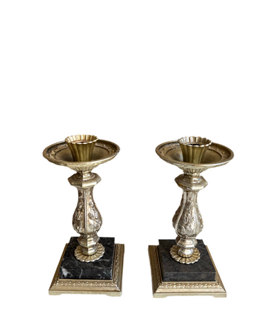 Vintage Short Candlestick Holders- a Pair