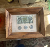 Vintage Framed Italian Currency Memorabilia