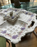 Purple Fleur De Lis Ceramic Dish With Covered Sauce by Lenwile Ardalt