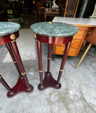 Pair of Green Stone Top Round Side Tables
