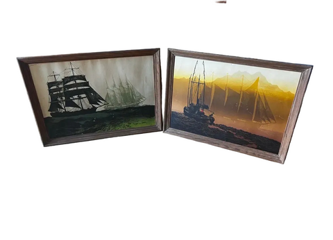 Pair of 1970s Framed Sailboat Prints