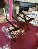 Wooden Luggage Rack With Black Straps
